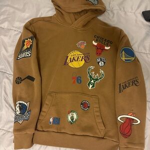 Hollister Brown Hoodie with NBA Logos